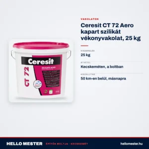 Ceresit CT 72 Aero kapart szilikát vékonyvakolat, 25 kg – műszaki adatok – HelloMester Kecskemét