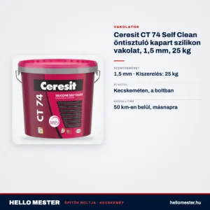 Ceresit CT 74 Self Clean öntisztuló kapart szilikon vakolat, 1,5 mm, 25 kg – műszaki adatok – HelloMester Kecskemét