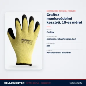Craftex munkavédelmi kesztyű, 10-es méret – műszaki adatok – HelloMester Kecskemét