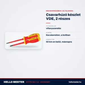 Csavarhúzó készlet VDE, 2 részes – műszaki adatok – HelloMester Kecskemét