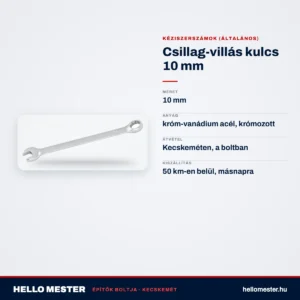 Csillag-villás kulcs 10 mm – műszaki adatok – HelloMester Kecskemét