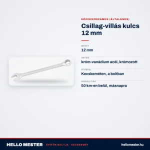 Csillag-villás kulcs 12 mm – műszaki adatok – HelloMester Kecskemét