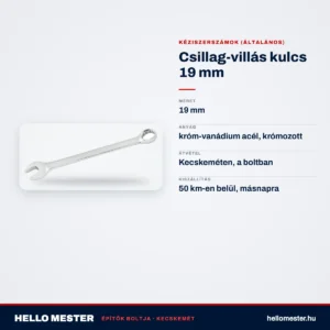 Csillag-villás kulcs 19 mm – műszaki adatok – HelloMester Kecskemét