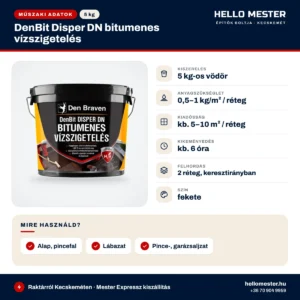 Den Braven DenBit Disper DN bitumenes vízszigetelés, 5 kg – műszaki adatok, kiszerelés és felhasználás | HelloMester Kecskemét