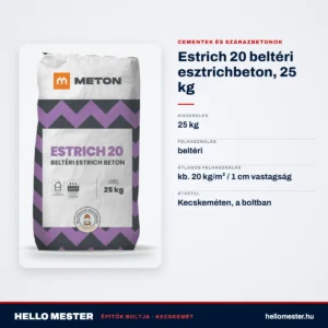 Estrich 20 beltéri esztrichbeton, 25 kg – műszaki adatok – HelloMester Kecskemét
