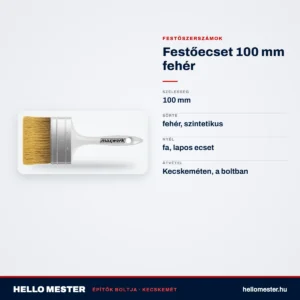 Festőecset 100 mm fehér – műszaki adatok – HelloMester Kecskemét