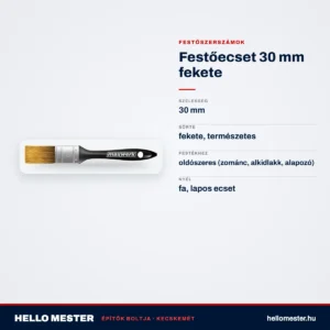 Festőecset 30 mm fekete – műszaki adatok – HelloMester Kecskemét