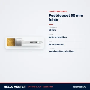 Festőecset 50 mm fehér – műszaki adatok – HelloMester Kecskemét