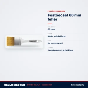 Festőecset 60 mm fehér – műszaki adatok – HelloMester Kecskemét
