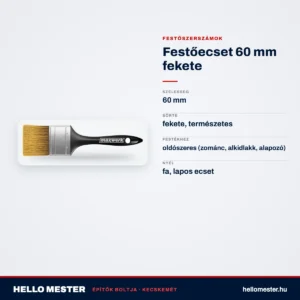 Festőecset 60 mm fekete – műszaki adatok – HelloMester Kecskemét