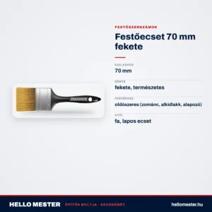 Festőecset 70 mm fekete – műszaki adatok – HelloMester Kecskemét