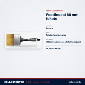 Festőecset 80 mm fekete – műszaki adatok – HelloMester Kecskemét