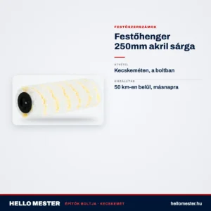 Festőhenger 250mm akril sárga – műszaki adatok – HelloMester Kecskemét