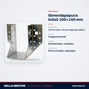 Gerendapapucs külső 100×140 mm – műszaki adatok – HelloMester Kecskemét