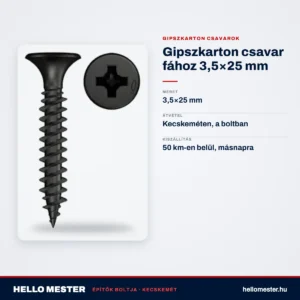 Gipszkarton csavar fához 3,5×25 mm – műszaki adatok – HelloMester Kecskemét