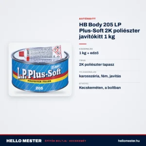 HB Body 205 LP Plus-Soft 2K poliészter javítókitt 1 kg – műszaki adatok – HelloMester Kecskemét