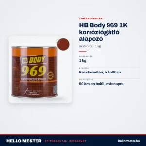 HB Body 969 1K korróziógátló alapozó – oxidvörös – 1 kg – műszaki adatok – HelloMester Kecskemét