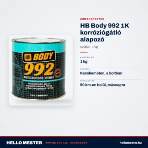 HB Body 992 1K korróziógátló alapozó – szürke – 1 kg – műszaki adatok – HelloMester Kecskemét