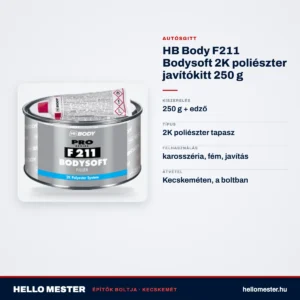 HB Body F211 Bodysoft 2K poliészter javítókitt 250 g – műszaki adatok – HelloMester Kecskemét