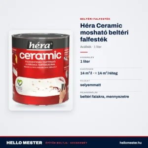 Héra Ceramic mosható beltéri falfesték – Acélkék, 1 L – műszaki adatok – HelloMester Kecskemét