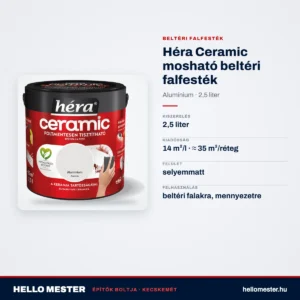 Héra Ceramic mosható beltéri falfesték – Alumínium, 2,5 L – műszaki adatok – HelloMester Kecskemét