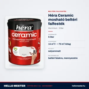Héra Ceramic mosható beltéri falfesték – Alumínium, 5 L – műszaki adatok – HelloMester Kecskemét
