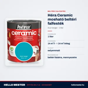 Héra Ceramic mosható beltéri falfesték – Azúr tenger, 1 L – műszaki adatok – HelloMester Kecskemét
