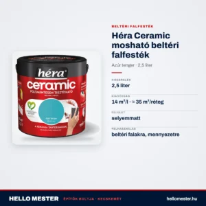 Héra Ceramic mosható beltéri falfesték – Azúr tenger, 2,5 L – műszaki adatok – HelloMester Kecskemét