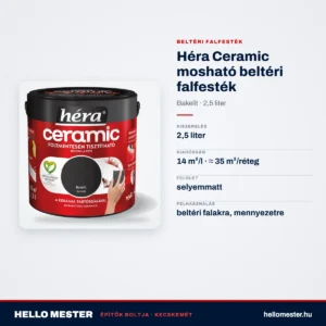 Héra Ceramic mosható beltéri falfesték – Bakelit, 2,5 L – műszaki adatok – HelloMester Kecskemét