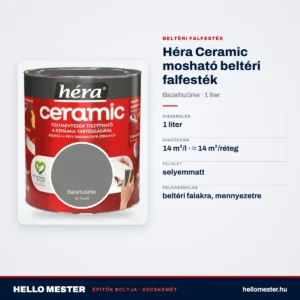 Héra Ceramic mosható beltéri falfesték – Bazaltszürke, 1 L – műszaki adatok – HelloMester Kecskemét