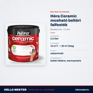 Héra Ceramic mosható beltéri falfesték – Bazaltszürke, 2,5 L – műszaki adatok – HelloMester Kecskemét