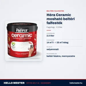 Héra Ceramic mosható beltéri falfesték – Fagyöngy, 2,5 L – műszaki adatok – HelloMester Kecskemét