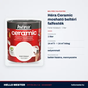 Héra Ceramic mosható beltéri falfesték – Fehér hótakaró, 1 L – műszaki adatok – HelloMester Kecskemét