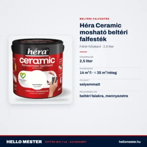 Héra Ceramic mosható beltéri falfesték – Fehér hótakaró, 2,5 L – műszaki adatok – HelloMester Kecskemét