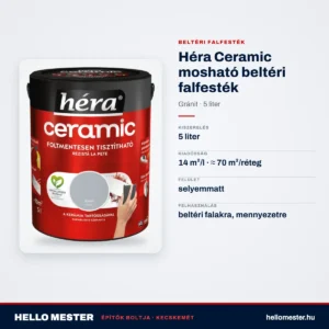 Héra Ceramic mosható beltéri falfesték – Gránit, 5 L – műszaki adatok – HelloMester Kecskemét