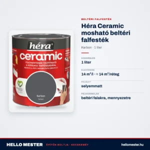 Héra Ceramic mosható beltéri falfesték – Karbon, 1 L – műszaki adatok – HelloMester Kecskemét