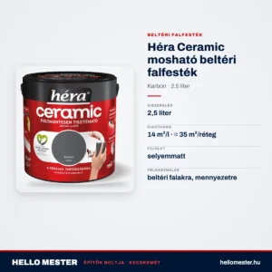 Héra Ceramic mosható beltéri falfesték – Karbon, 2,5 L – műszaki adatok – HelloMester Kecskemét