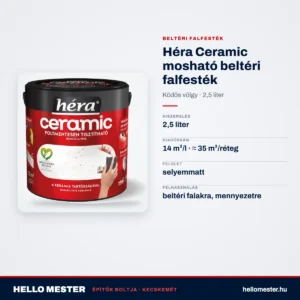 Héra Ceramic mosható beltéri falfesték – Ködös völgy, 2,5 L – műszaki adatok – HelloMester Kecskemét