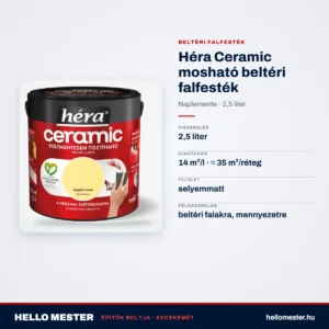 Héra Ceramic mosható beltéri falfesték – Naplemente, 2,5 L – műszaki adatok – HelloMester Kecskemét