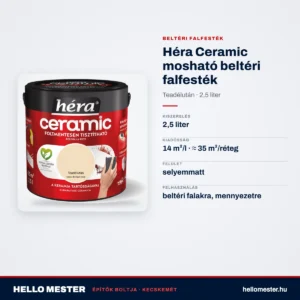 Héra Ceramic mosható beltéri falfesték – Teadélután, 2,5 L – műszaki adatok – HelloMester Kecskemét