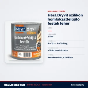 Héra Dryvit szilikon homlokzatfelújító festék fehér – 1 L – műszaki adatok – HelloMester Kecskemét
