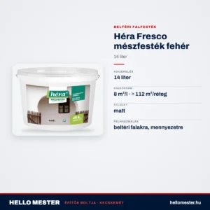 Héra Fresco mészfesték fehér – 14 L – műszaki adatok – HelloMester Kecskemét