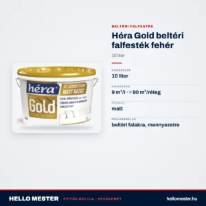 Héra Gold beltéri falfesték fehér – 10 L – műszaki adatok – HelloMester Kecskemét