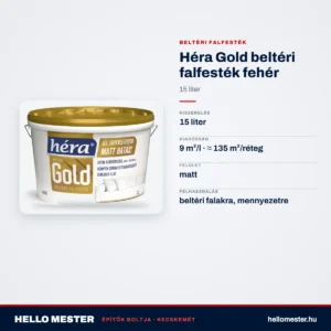 Héra Gold beltéri falfesték fehér – 15 L – műszaki adatok – HelloMester Kecskemét