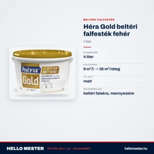 Héra Gold beltéri falfesték fehér – 4 L – műszaki adatok – HelloMester Kecskemét