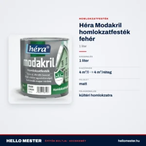 Héra Modakril homlokzatfesték fehér – 1 L – műszaki adatok – HelloMester Kecskemét