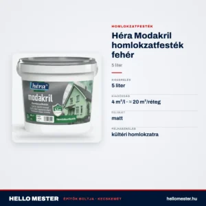 Héra Modakril homlokzatfesték fehér – 5 L – műszaki adatok – HelloMester Kecskemét