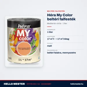 Héra My Color beltéri falfesték – Mediterrán vörös, 1 L – műszaki adatok – HelloMester Kecskemét