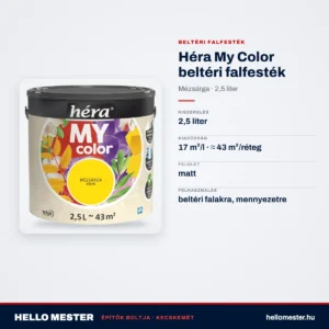 Héra My Color beltéri falfesték – Mézsárga, 2,5 L – műszaki adatok – HelloMester Kecskemét