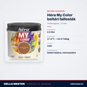 Héra My Color beltéri falfesték – Törökmogyoró, 2,5 L – műszaki adatok – HelloMester Kecskemét